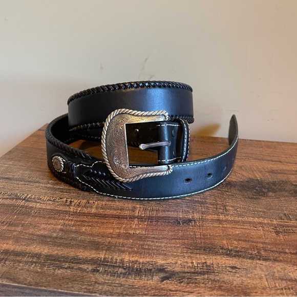 Nacona Black Genuine Leather Belt Large - Picture 1 of 5